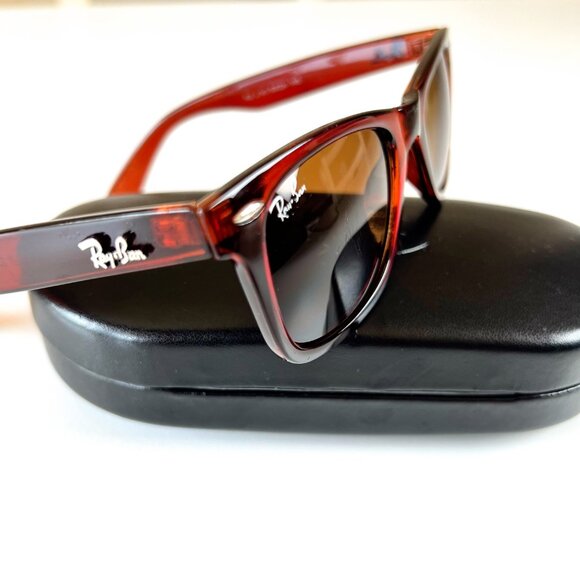 Ray Ban Brown Sunglasses Wayfarer 2140 Brown Frame Lens Retro Classic Style - Picture 2 of 8
